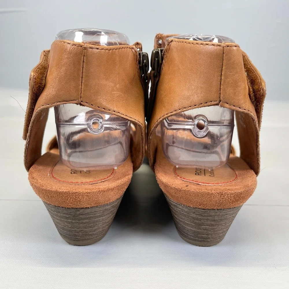 Rockport Cobb Hill Hollywood Wedge Sandals Womens Size 9 M Brown Leather Shoes